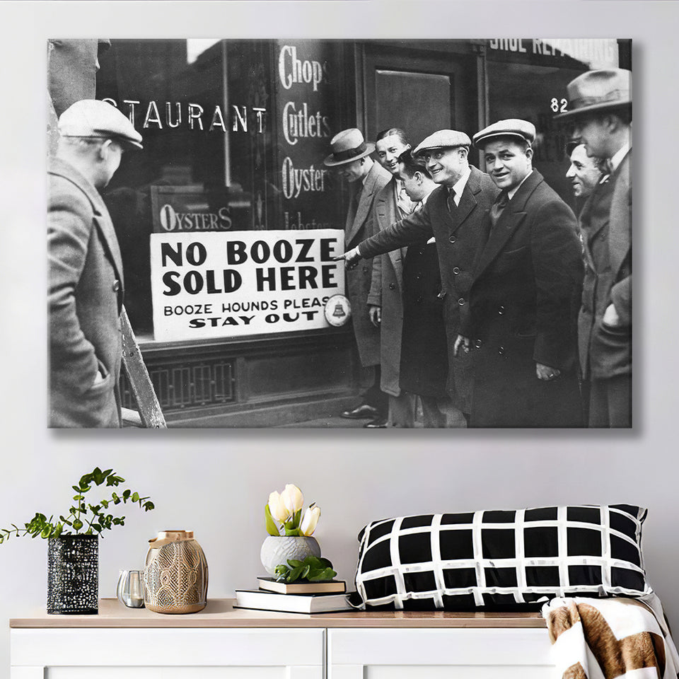 No Booze Sold Here Black And White Print, Booze Hounds Please Stay Out Canvas Prints Wall Art Home Decor