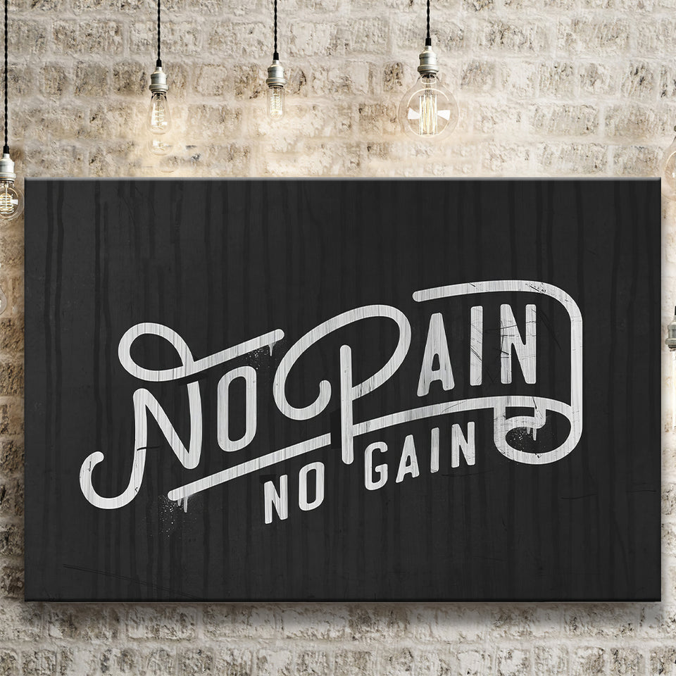 No Pain No Gain Canvas Prints Wall Art - Painting Canvas,Office Business Motivation Art, Wall Decor