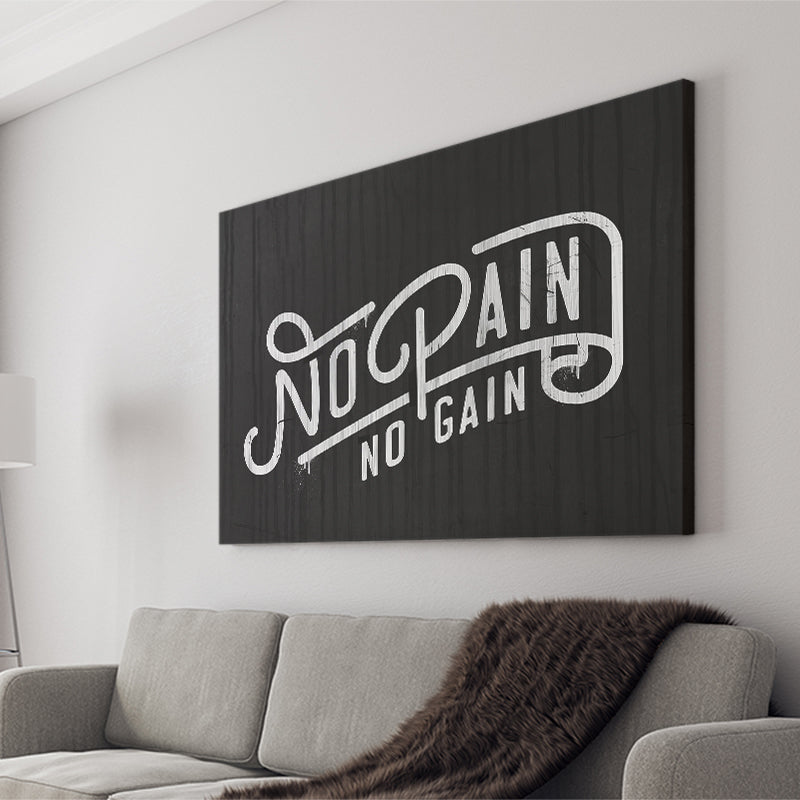 No Pain No Gain Canvas Prints Wall Art - Painting Canvas,Office Business Motivation Art, Wall Decor