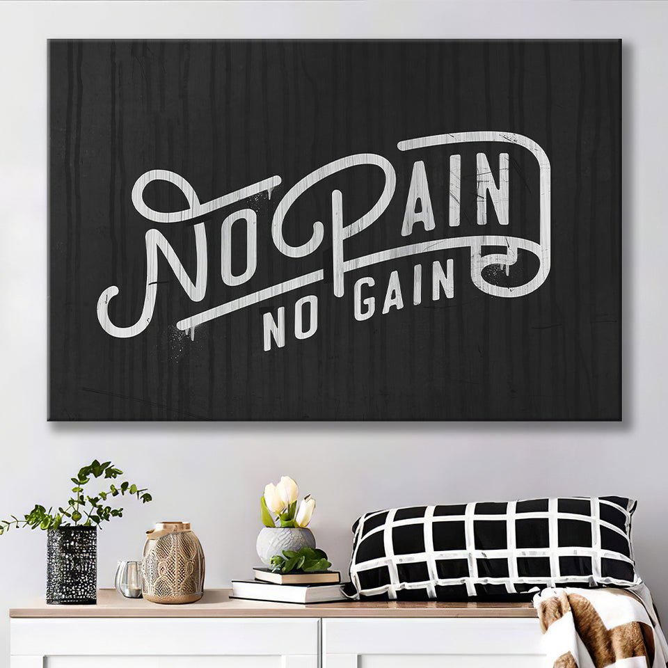 No Pain No Gain Canvas Prints Wall Art - Painting Canvas,Office Business Motivation Art, Wall Decor