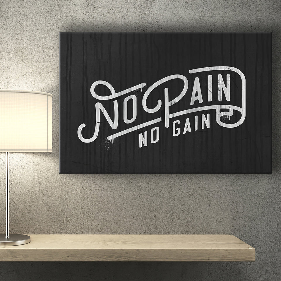 No Pain No Gain Canvas Prints Wall Art - Painting Canvas,Office Business Motivation Art, Wall Decor