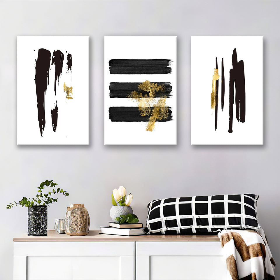Noir Brush Work Canvas Set of 3 Piece Canvas Prints Wall Art Decor