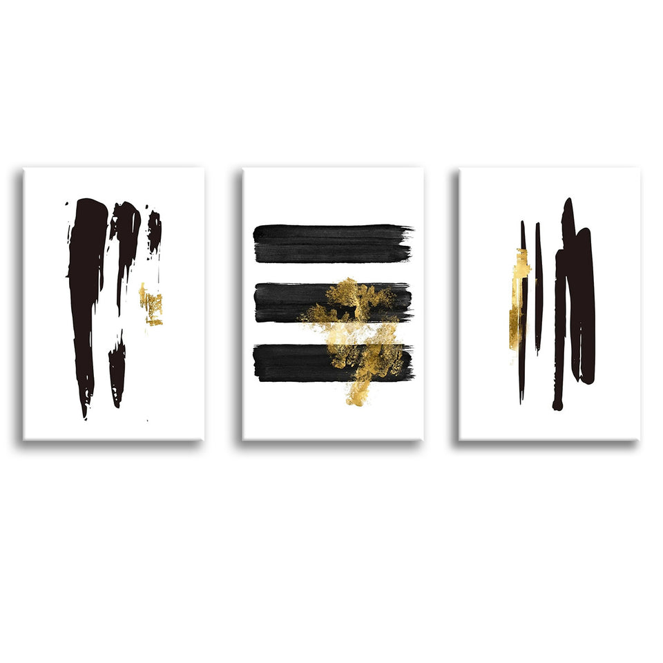 Noir Brush Work Canvas Set of 3 Piece Canvas Prints Wall Art Decor