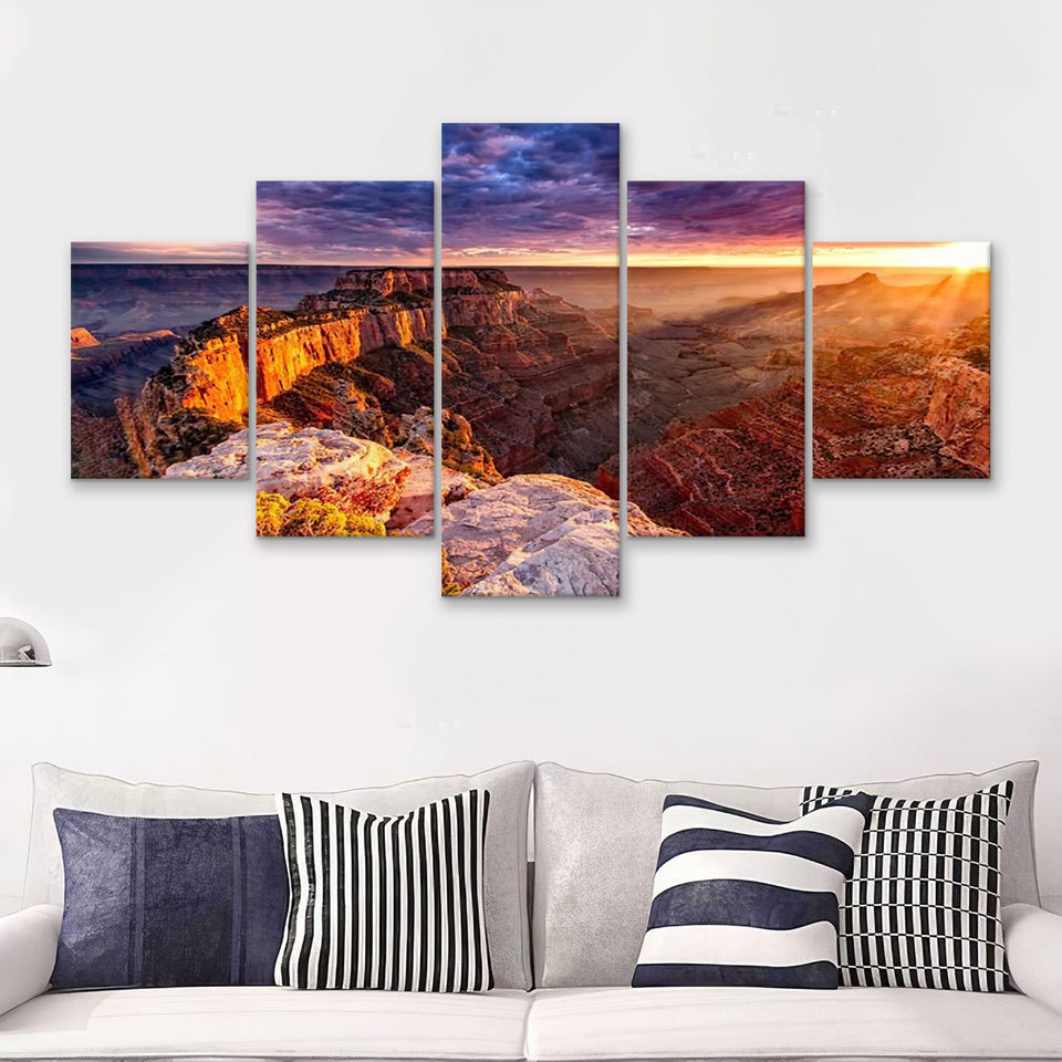 North Rim Grand Canyon Cape Royal 5 Pieces Canvas Prints Wall Art - Painting Canvas, Multi Panels, Wall Decor