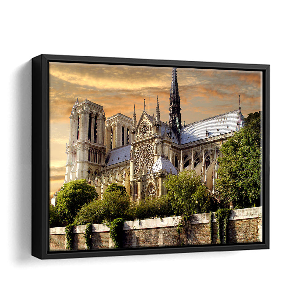 Notre Dame Cathedral Framed Canvas Wall Art - Framed Prints, Prints for Sale, Canvas Painting