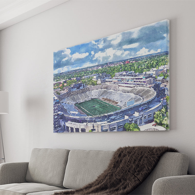 Notre Dame Fighting Irish Notre Dame Stadium Watercolor, Sport Art Prints Fan Gift, Canvas Prints Wall Art Decor