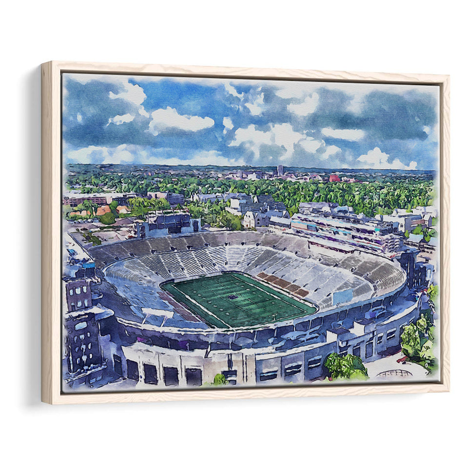 Notre Dame Fighting Irish Notre Dame Stadium Watercolor, Sport Art Prints Fan Gift, Framed Canvas Prints Wall Art Decor