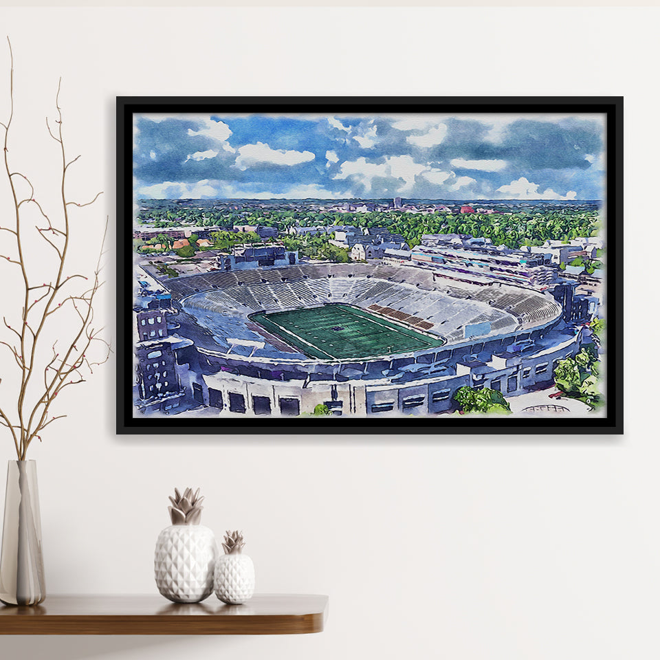 Notre Dame Fighting Irish Notre Dame Stadium Watercolor, Sport Art Prints Fan Gift, Framed Canvas Prints Wall Art Decor