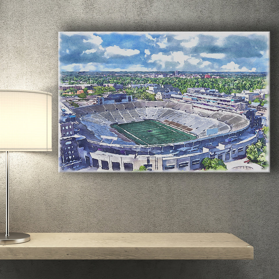 Notre Dame Fighting Irish Notre Dame Stadium Watercolor, Sport Art Prints Fan Gift, Canvas Prints Wall Art Decor