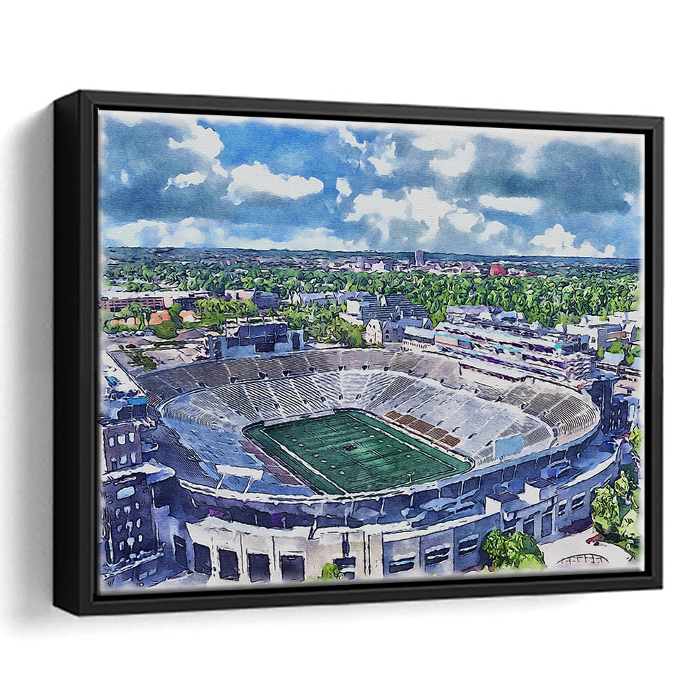 Notre Dame Fighting Irish Notre Dame Stadium Watercolor, Sport Art Prints Fan Gift, Framed Canvas Prints Wall Art Decor