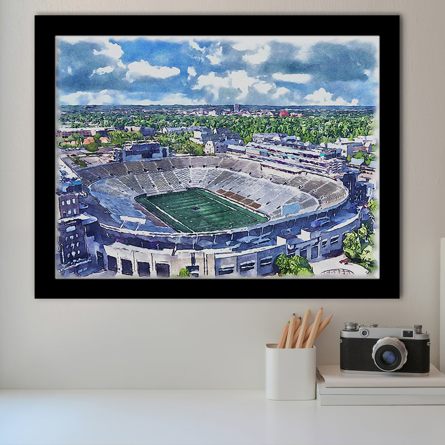 Notre Dame Fighting Irish Notre Dame Stadium Watercolor, Sport Prints Fan Gift, Framed Art Prints Wall Art Decor