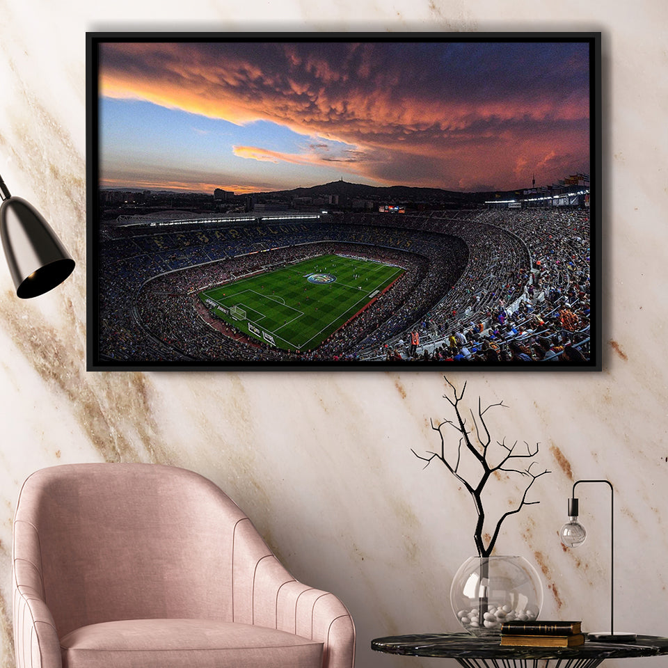 Nou Camp Stadium Framed Canvas Prints Art Barcelona Stadium Wall Decor,Sport Stadium Art Prints, Fan Gift