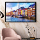 Nyhavn Pier With Color Buildings Copenhagen Denmark Framed Canvas Prints Wall Art Decor - Paiting Canvas, Art Prints, Floating Frame