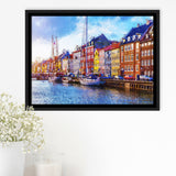 Nyhavn Pier With Color Buildings Copenhagen Denmark Framed Canvas Prints Wall Art Decor - Paiting Canvas, Art Prints, Floating Frame