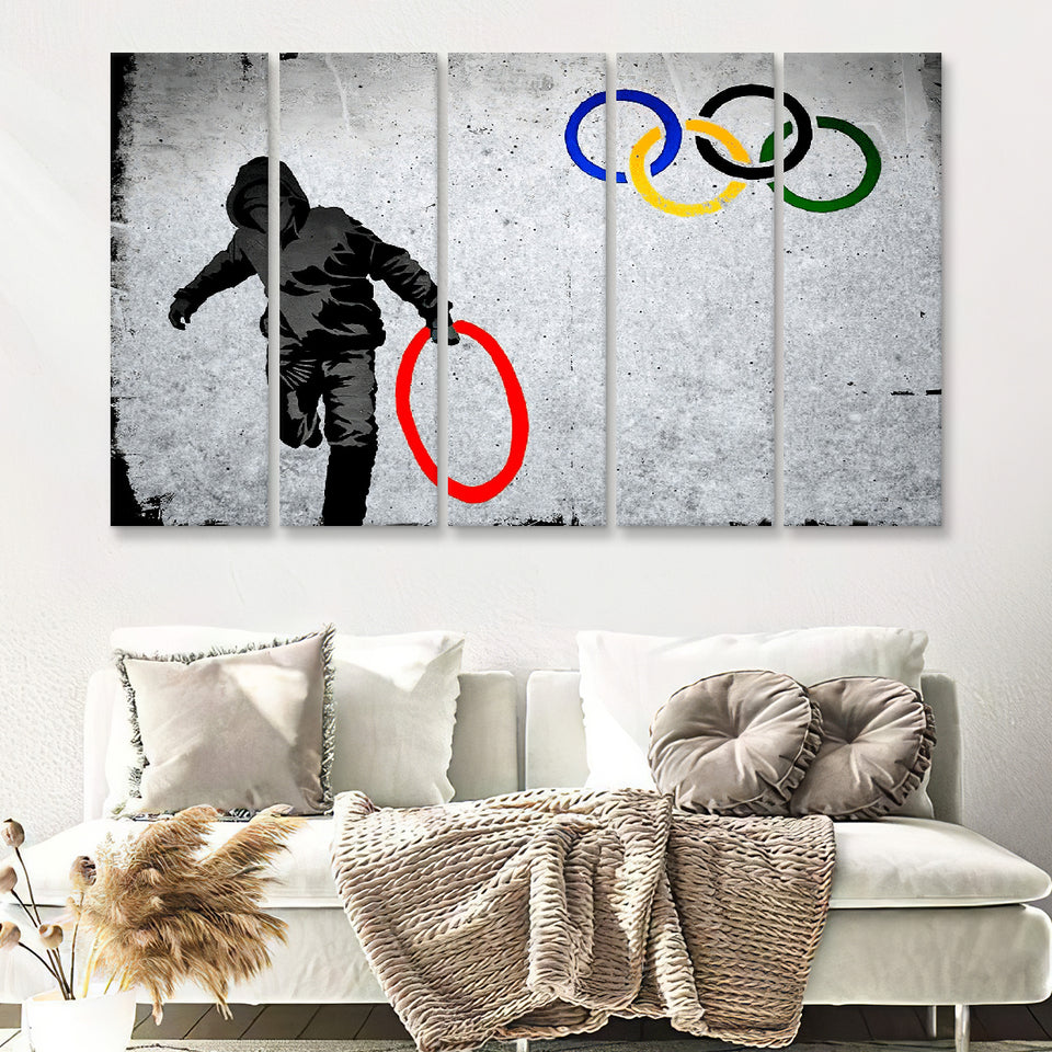 Olympic Rings Thug Thief Canvas 5 Piece B Prints Wall Art Decor - Painting Canvas, Multi Panels, Canvas Prints