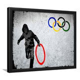 Olympic Rings Thug Thief Framed Art Print Wall Decor - Painting Art, Wall Art Decor, Framed Picture, Black Frame