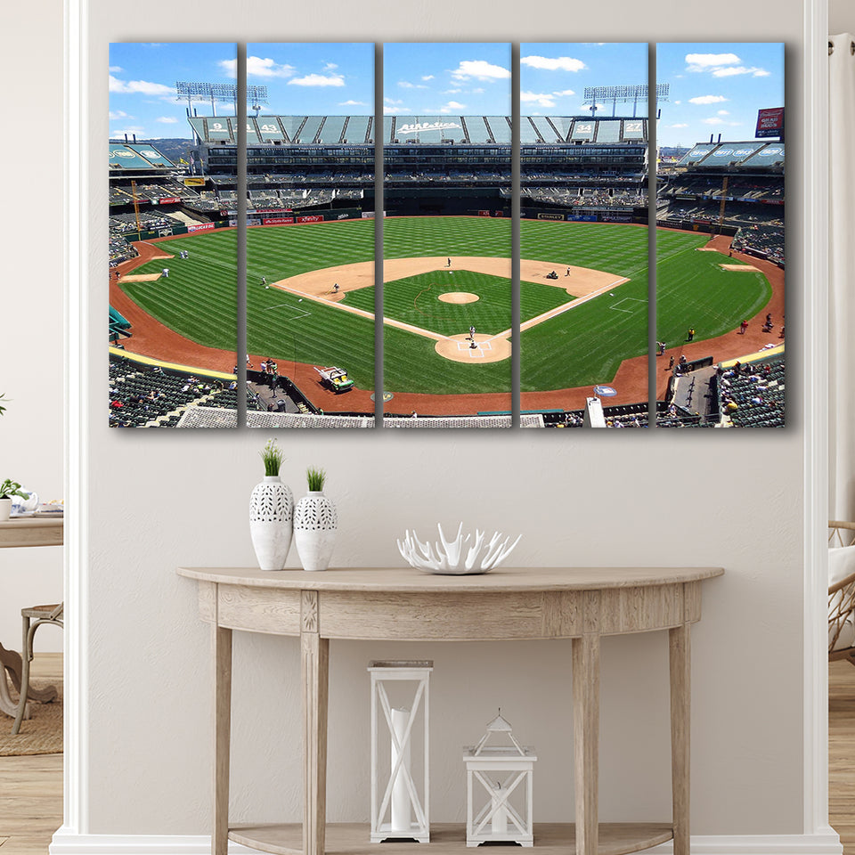Oakland Athletics Stadium Canvas Prints Oakland Coliseum Wall Art Baseball,Multi Panels B,Sport Stadium Art Prints, Fan Gift