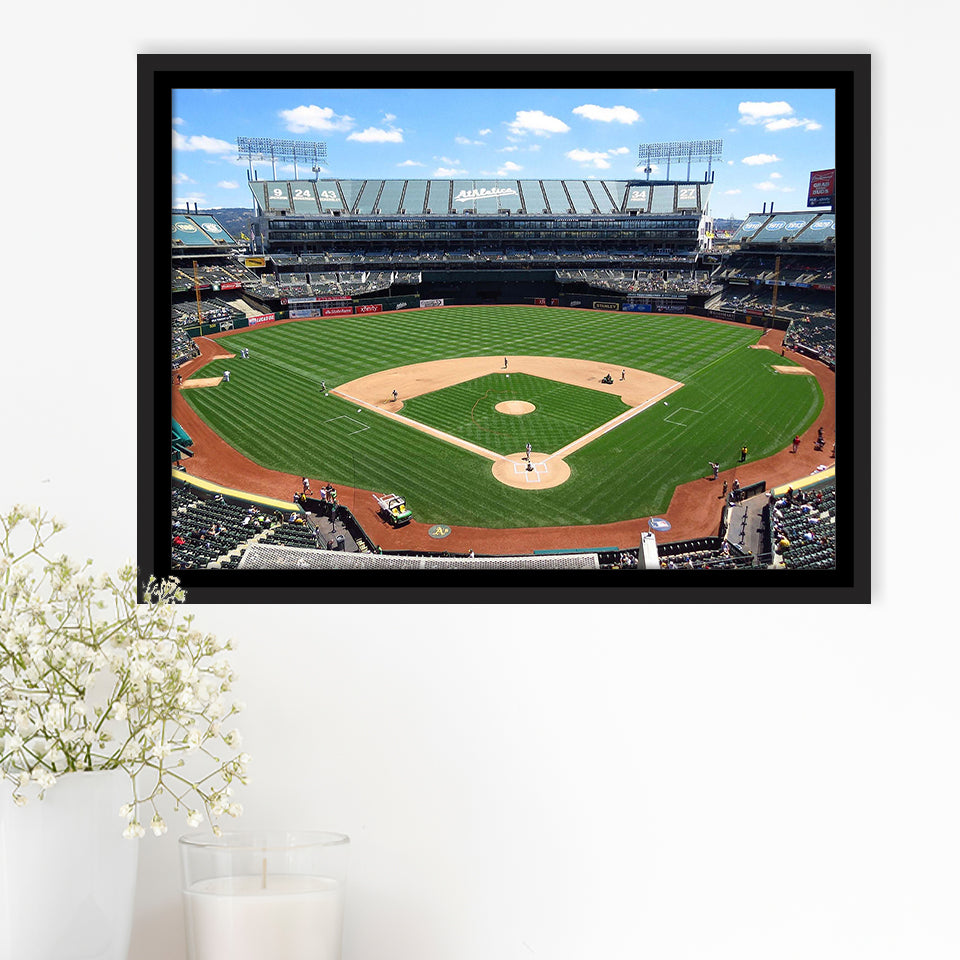 Oakland Athletics Stadium Framed Canvas Prints Oakland Coliseum Wall Art Baseball,Sport Stadium Art Prints, Fan Gift