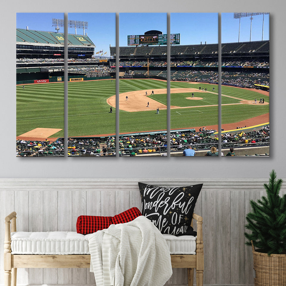 Oakland Athletics Stadium Canvas Prints Oakland Coliseum Wall Art Baseball,Multi Panels B,Sport Stadium Art Prints, Fan Gift