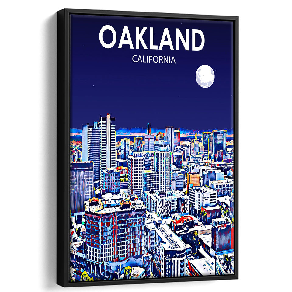 Oakland CA Art V1, Large Canvas, Framed Canvas Print Wall Art Home Decor, Floating Frame