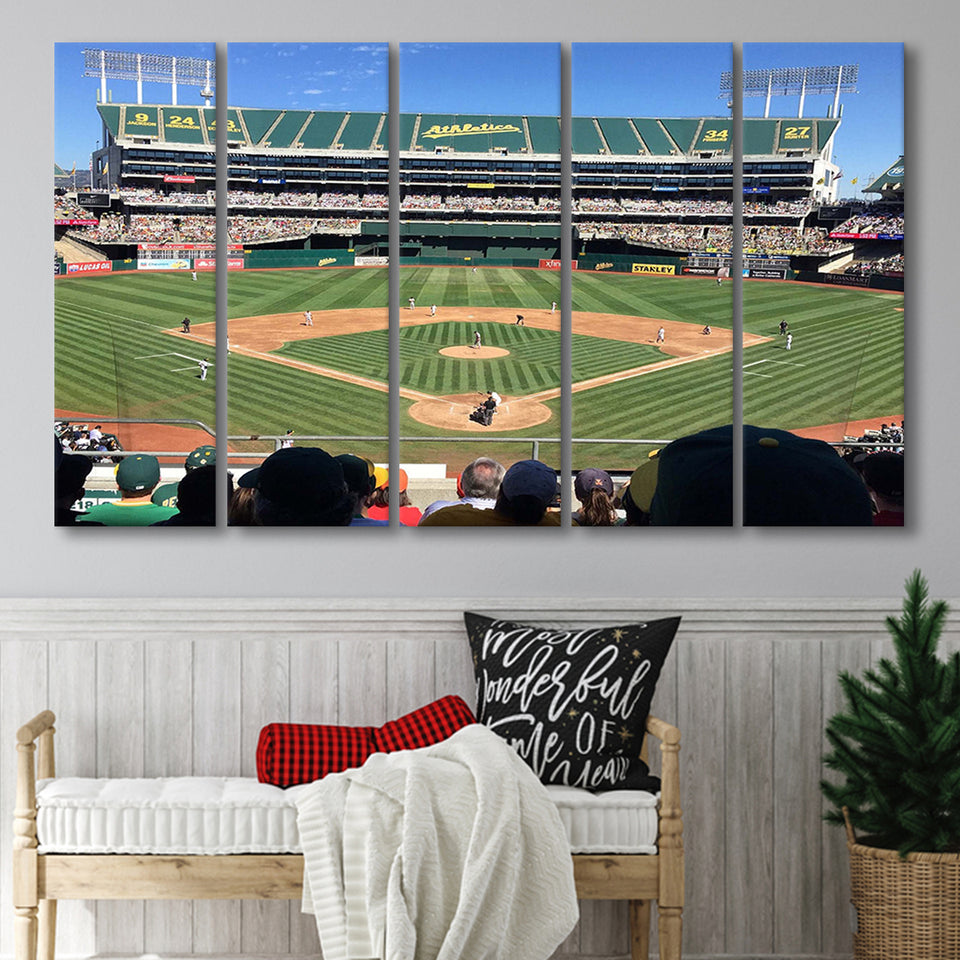 Oakland Coliseum Stadium Canvas Prints Oakland Athletics Wall Art Baseball,Multi Panels B,Sport Stadium Art Prints, Fan Gift
