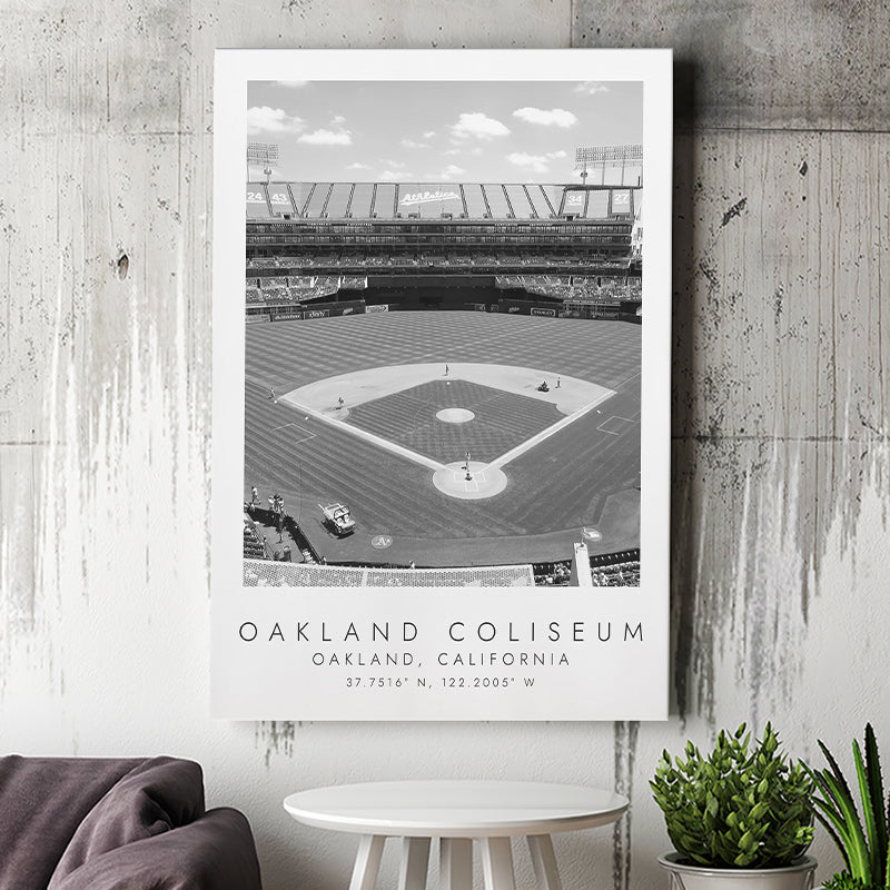 Oakland Coliseum Oakland Athletics Baseball Lovers Black And White Art Canvas Prints Wall Art Home Decor