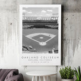 Oakland Coliseum Oakland Athletics Baseball Lovers Black And White Art Canvas Prints Wall Art Home Decor