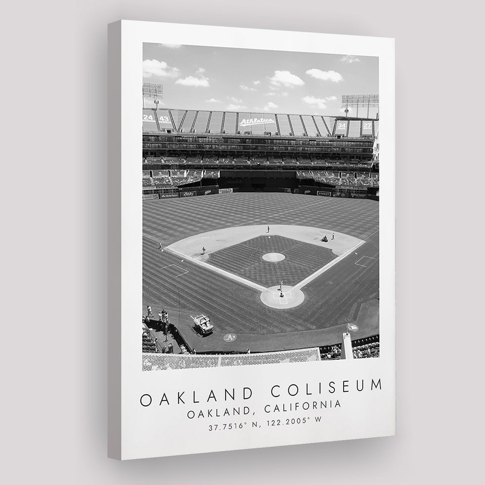 Oakland Coliseum Oakland Athletics Baseball Lovers Black And White Art Canvas Prints Wall Art Home Decor