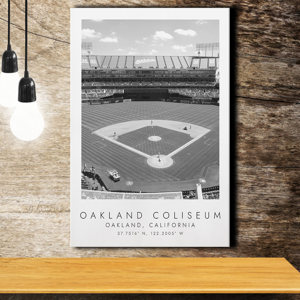 Oakland Coliseum Oakland Athletics Baseball Lovers Black And White Art Canvas Prints Wall Art Home Decor