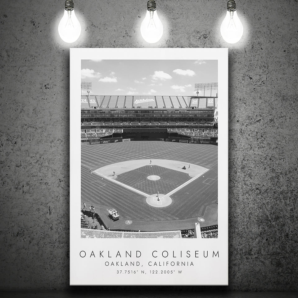 Oakland Coliseum Oakland Athletics Baseball Lovers Black And White Art Canvas Prints Wall Art Home Decor