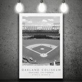 Oakland Coliseum Oakland Athletics Baseball Lovers Black And White Art Canvas Prints Wall Art Home Decor
