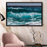 Ocean Canvas Art, Sea Waves Framed Canvas Prints Wall Art Decor, Black Floating Frame