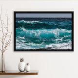 Ocean Canvas Art, Sea Waves Framed Canvas Prints Wall Art Decor, Black Floating Frame