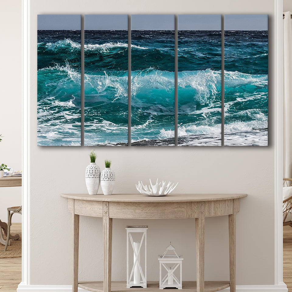 Ocean Canvas Art, Sea Waves 5 Panels B,Large Canvas,Canvas Prints Wall Art Home Decor