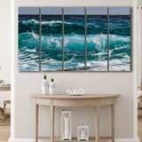 Ocean Canvas Art, Sea Waves 5 Panels B,Large Canvas,Canvas Prints Wall Art Home Decor