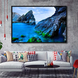 Ocean Mountains Framed Canvas Prints Wall Art Decor, Framed Picture, Floating Frame
