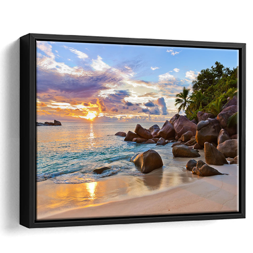 Ocean Sandy Beach Framed Canvas Prints Wall Art - Painting Canvas, Wall Decor, Floating Frame,Painting Prints, For Sale