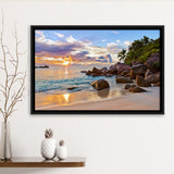 Ocean Sandy Beach Framed Canvas Prints Wall Art - Painting Canvas, Wall Decor, Floating Frame,Painting Prints, For Sale