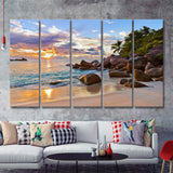 Ocean Sandy Beach 5 Pieces B Canvas Prints Wall Art - Painting Canvas, Multi Panels,5 Panel, Wall Decor