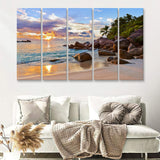 Ocean Sandy Beach 5 Pieces B Canvas Prints Wall Art - Painting Canvas, Multi Panels,5 Panel, Wall Decor