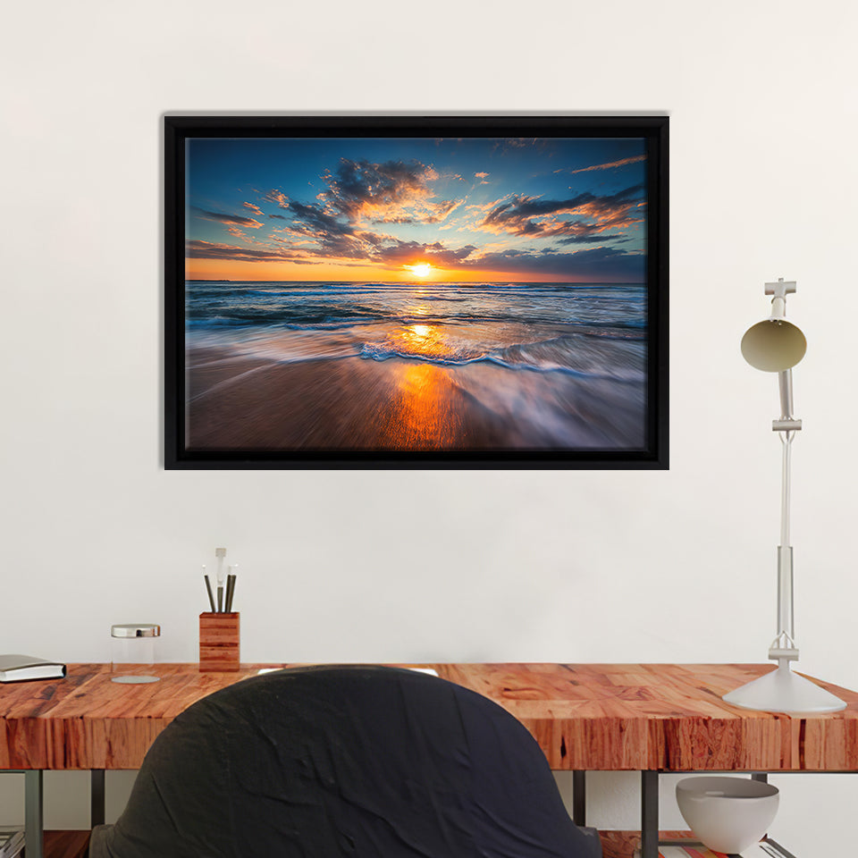 Ocean Sunset Canvas Wall Art - Framed Art, Prints For Sale, Painting For Sale, Framed Canvas, Painting Canvas