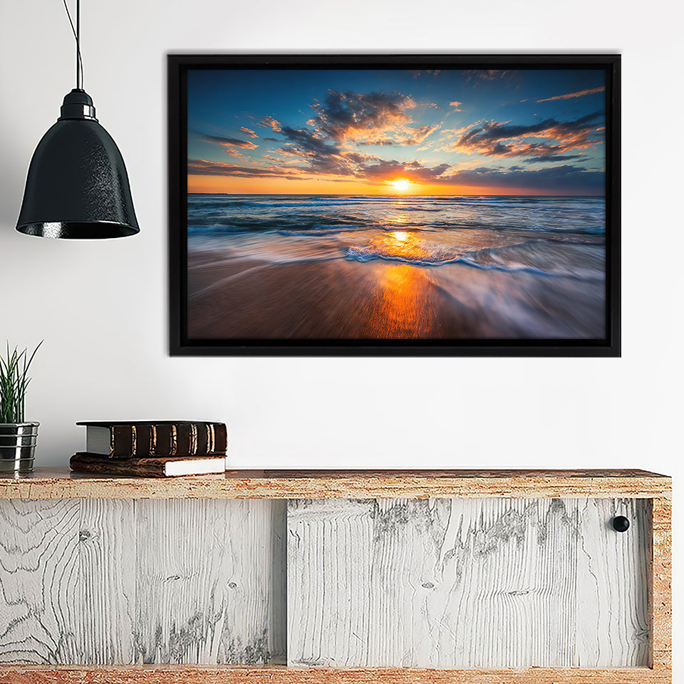 Ocean Sunset Canvas Wall Art - Framed Art, Prints For Sale, Painting For Sale, Framed Canvas, Painting Canvas