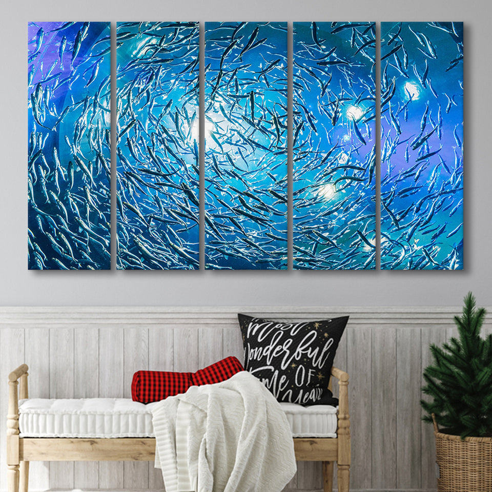 Ocean Underwater, Ocean 5 Panels B,Large Canvas,Canvas Prints Wall Art Home Decor