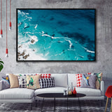 Ocean, Ocean Framed Canvas Prints Wall Art Decor, Black Floating Frame