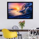 Ocean Wave Sun Orange Yellow Blue Framed Canvas Wall Art - Canvas Prints, Prints For Sale, Painting Canvas,Framed Prints