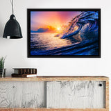 Ocean Wave Sun Orange Yellow Blue Framed Canvas Wall Art - Canvas Prints, Prints For Sale, Painting Canvas,Framed Prints