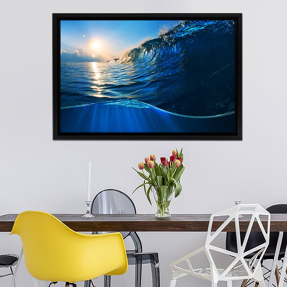 Ocean Waves Sunlight Framed Canvas Wall Art - Canvas Prints, Prints For Sale, Painting Canvas,Framed Prints