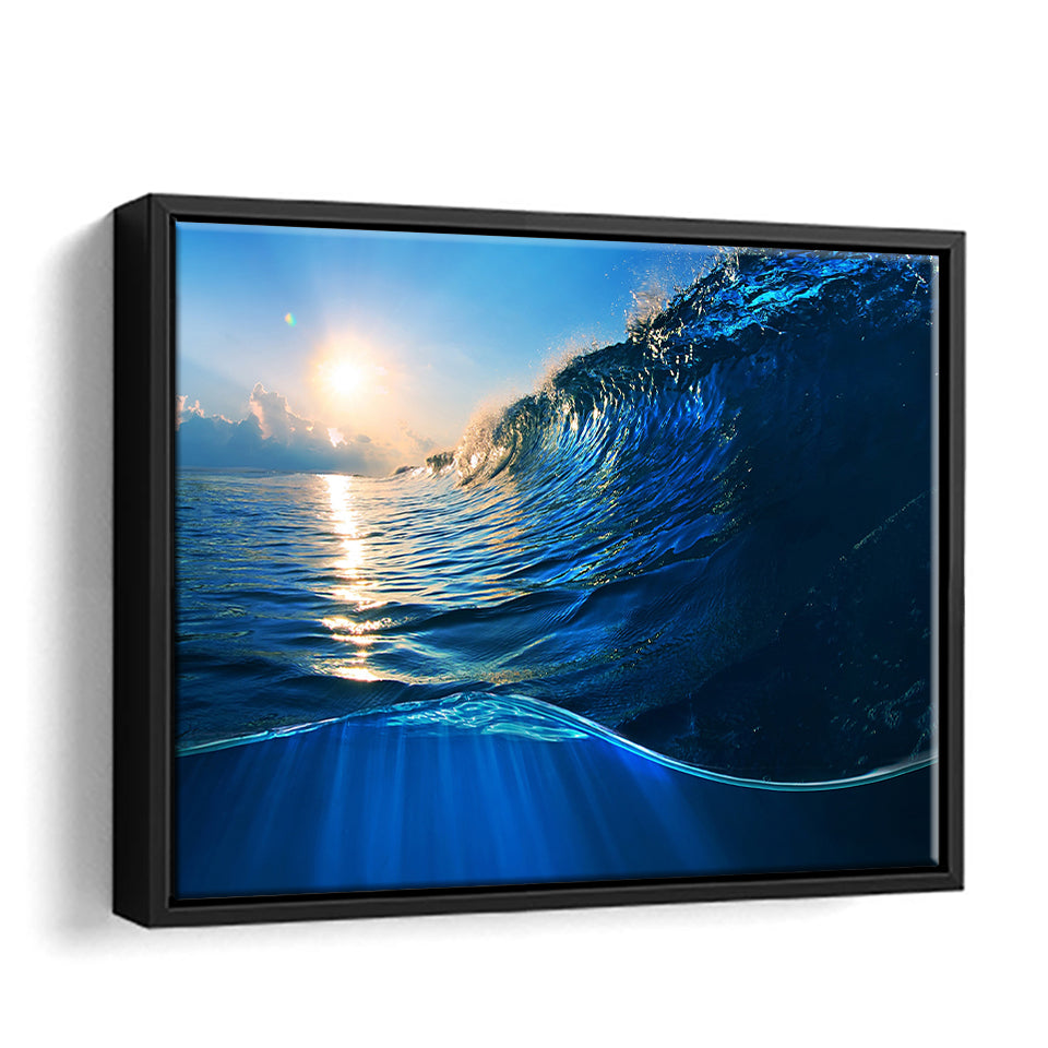Ocean Waves Sunlight Framed Canvas Wall Art - Canvas Prints, Prints For Sale, Painting Canvas,Framed Prints