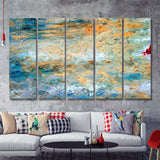 Ocean And Sky Oil Painting Abstraction 5 Pieces Canvas Prints Wall Art - Painting Canvas, Multi Panels, Wall Decor