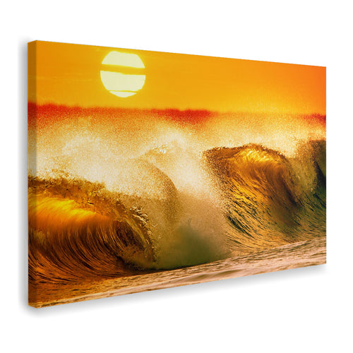 Ocean Waves On A Beach At Sunset Canvas Wall Art - Canvas Prints, Prints For Sale, Painting Canvas,Canvas On Sale